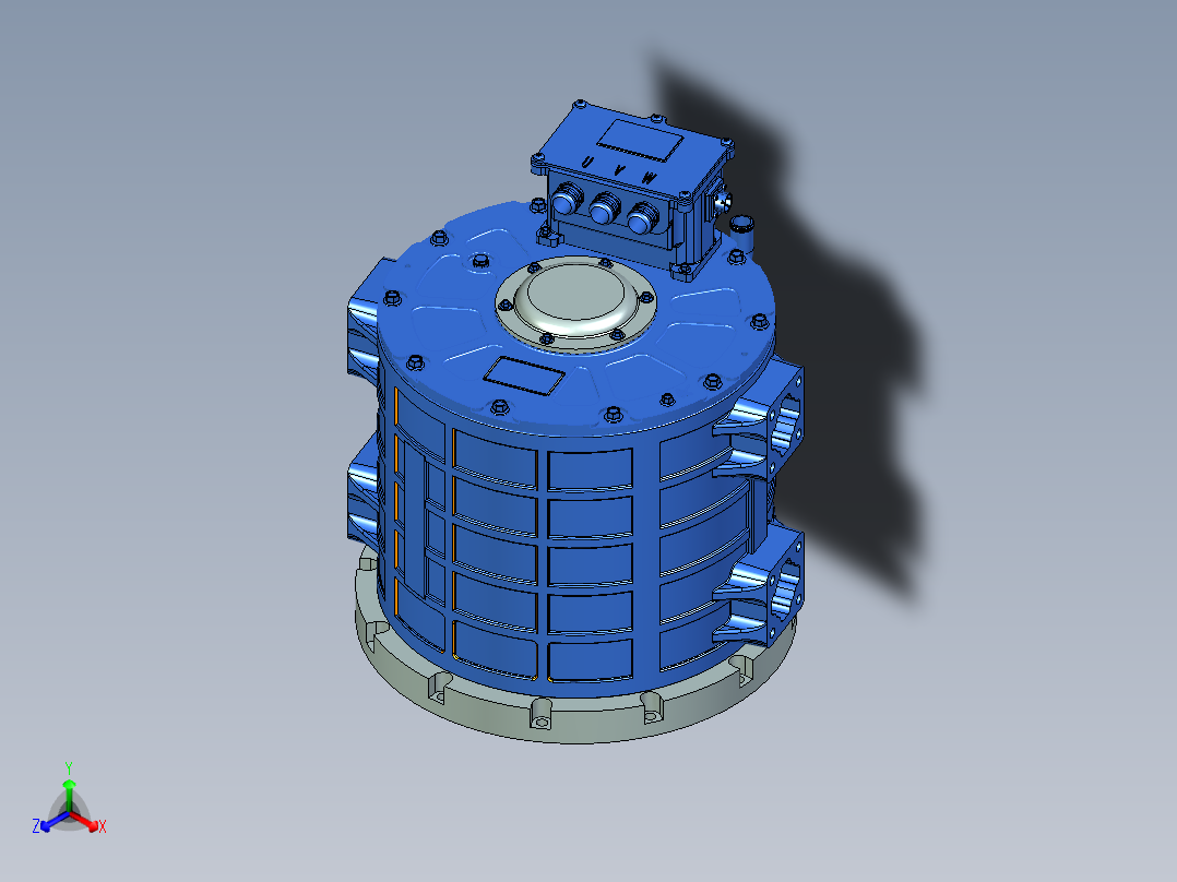 电动汽车水冷永磁同步电机正等轴测图