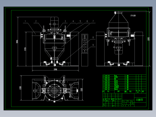 真空粉料混合机设备设计含6张CAD图