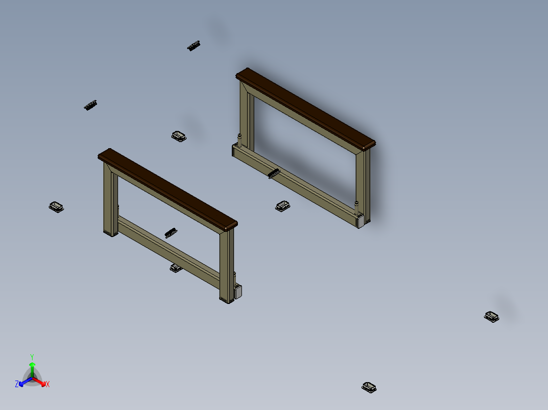 带扶手的躺椅正等轴测图