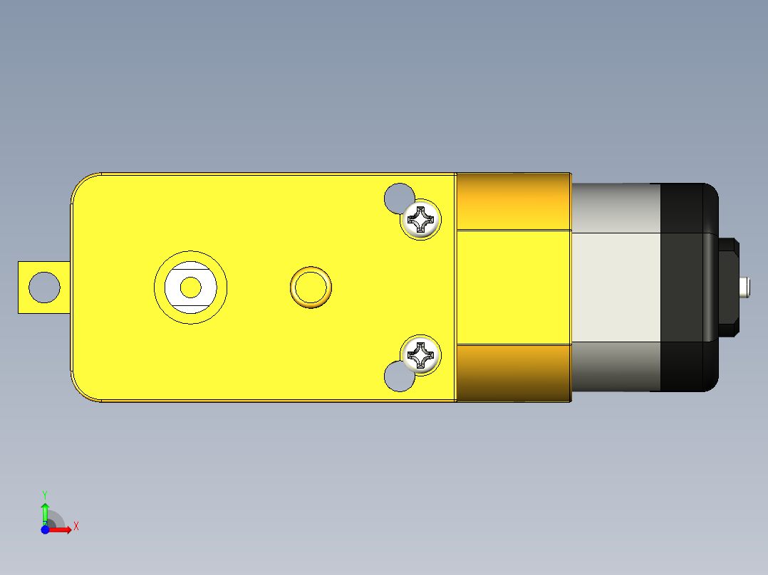 单向（单轴）TT齿轮箱电机详细模型前视图