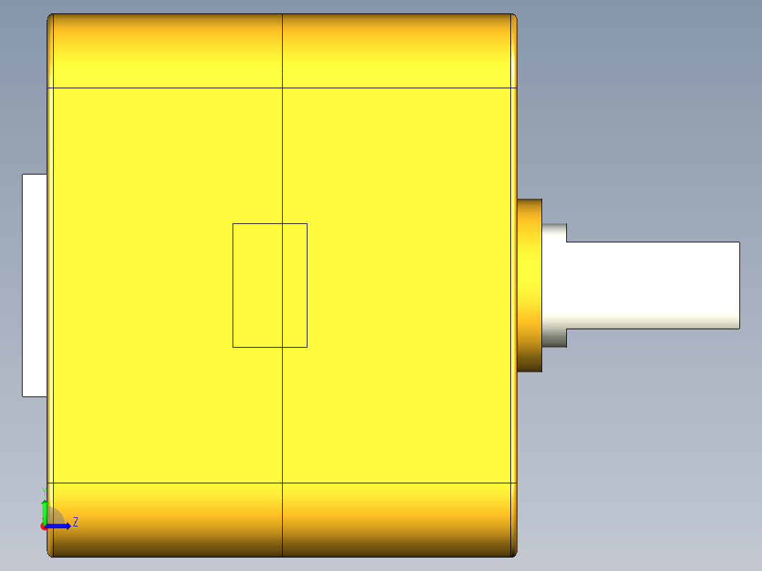 单向（单轴）TT齿轮箱电机详细模型左视图