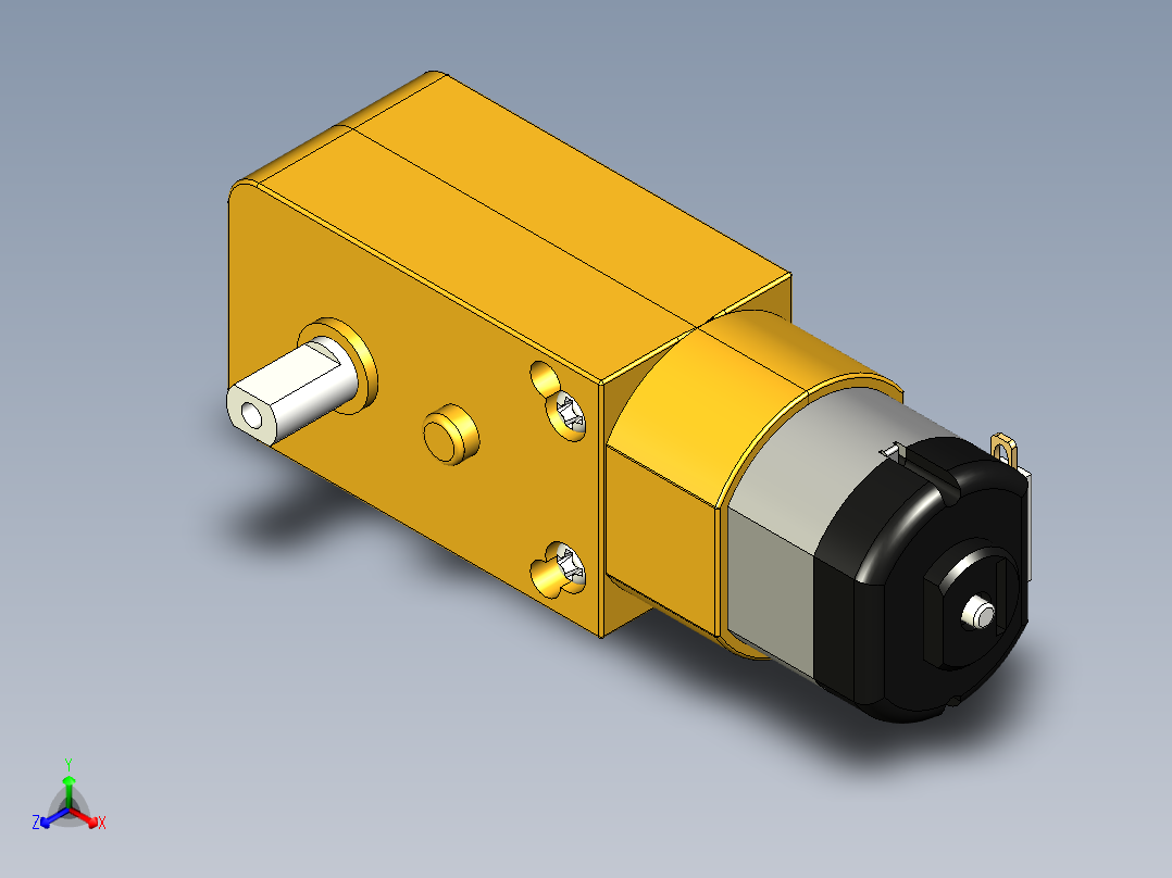 单向（单轴）TT齿轮箱电机详细模型正等轴测图