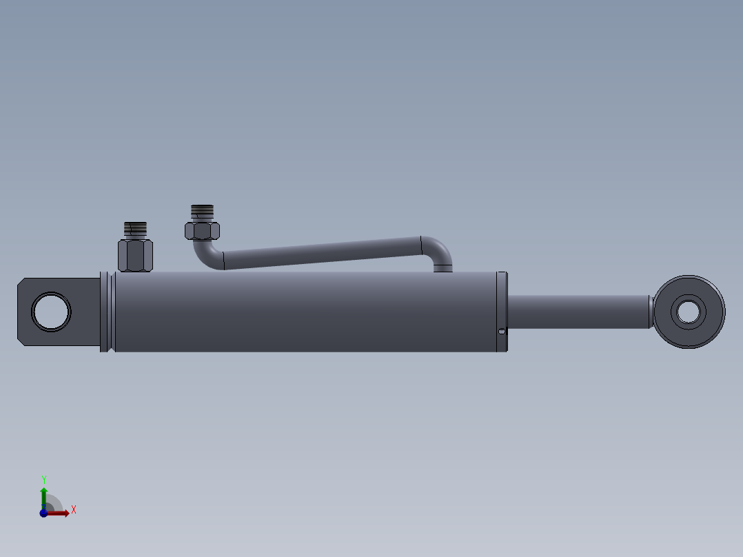 焊接型液压缸（带前端和后端安装眼）50x25x168毫米前视图
