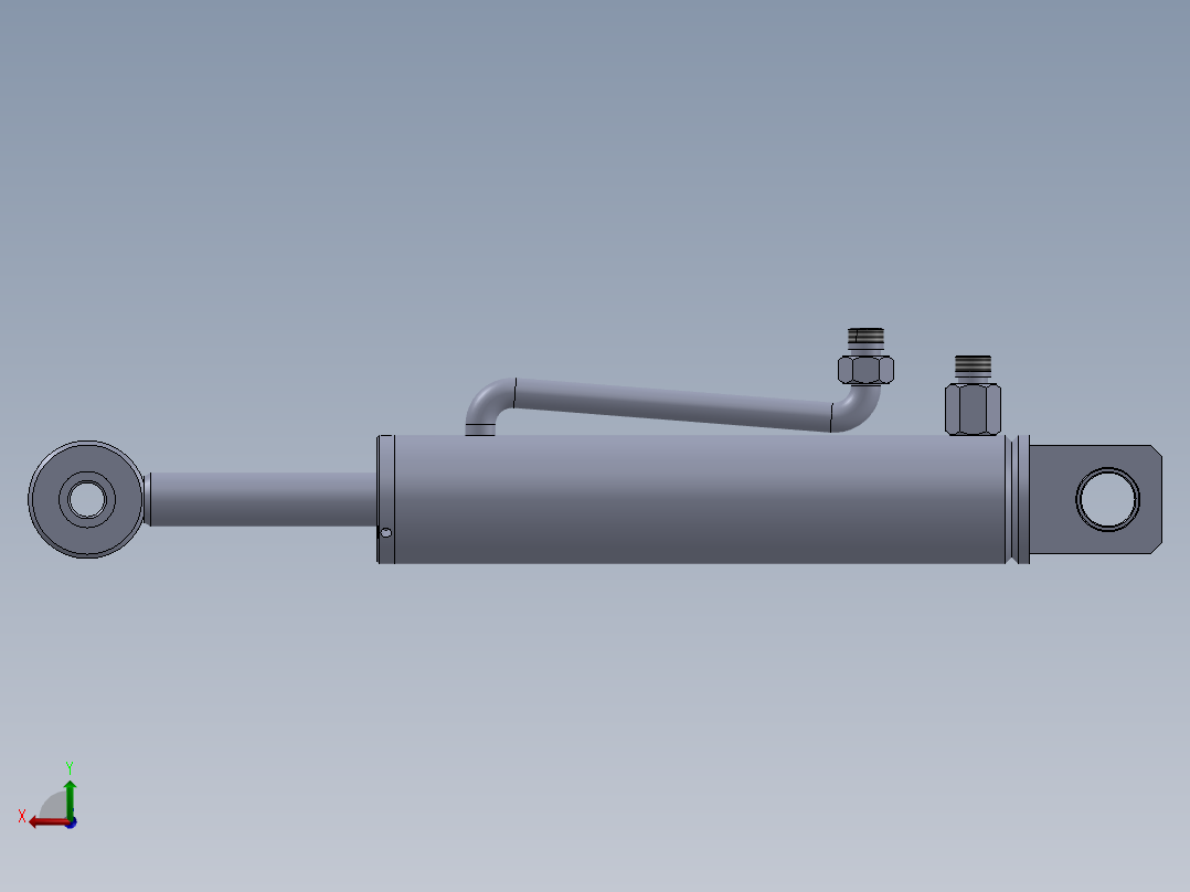 焊接型液压缸（带前端和后端安装眼）50x25x168毫米后视图