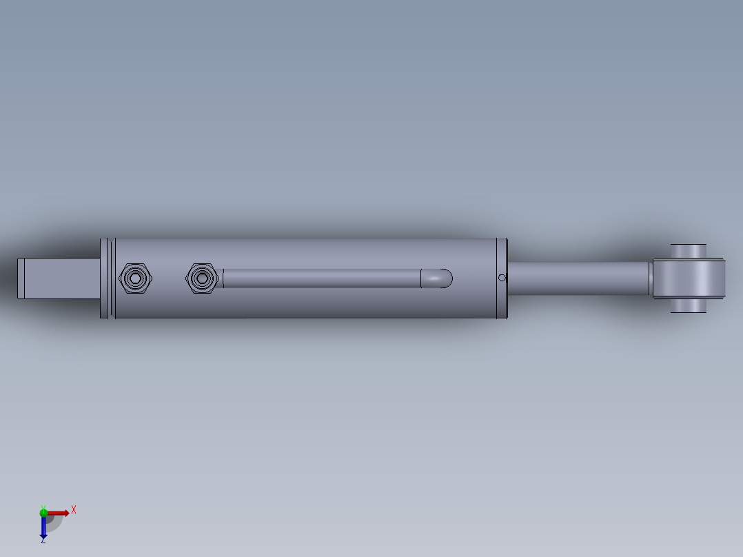 焊接型液压缸（带前端和后端安装眼）50x25x168毫米俯视图