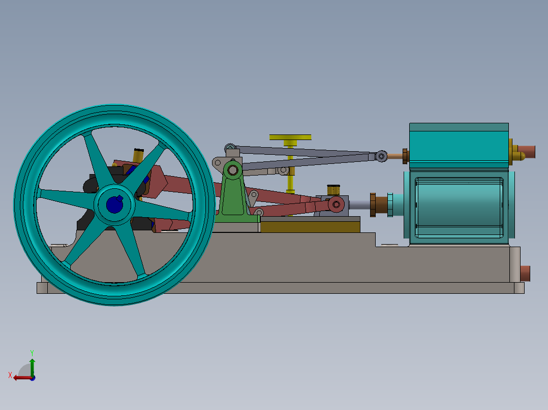 双缸蒸汽机dual-cylinder-steam-engine-1-模型格式为 x_t stp sw后视图