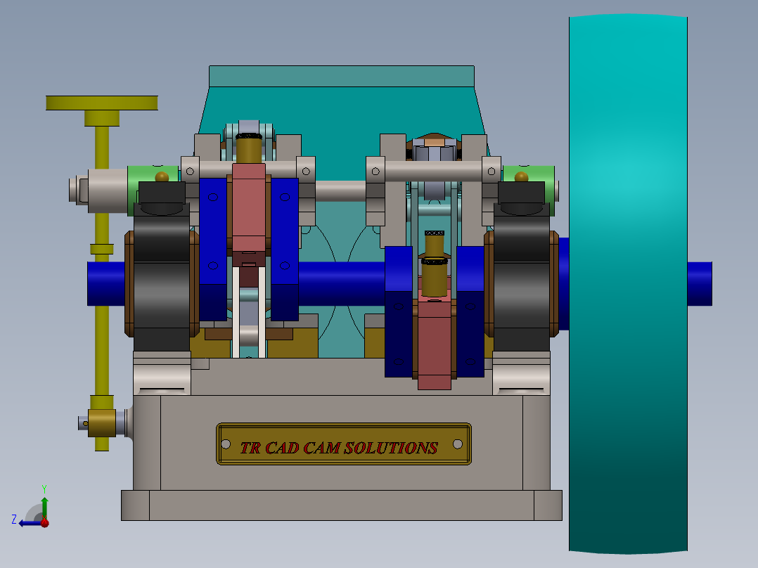 双缸蒸汽机dual-cylinder-steam-engine-1-模型格式为 x_t stp sw右视图