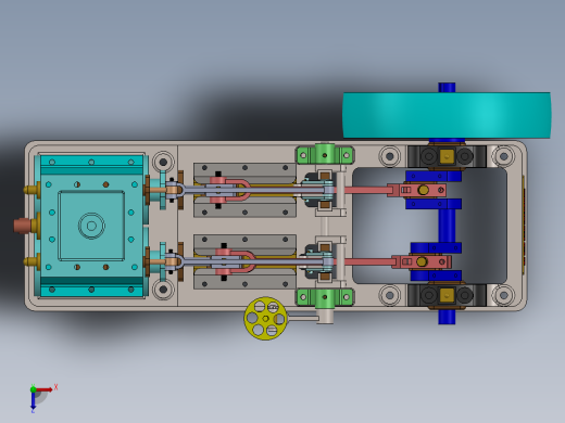 双缸蒸汽机dual-cylinder-steam-engine-1-模型格式为 x_t stp sw俯视缩略图