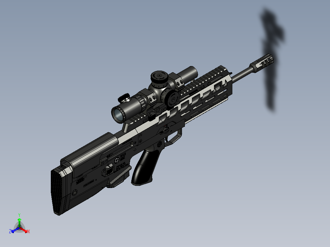 手枪左轮冲锋枪老式狙击步枪设计3D图纸perun-cs-1 1 STP主视图