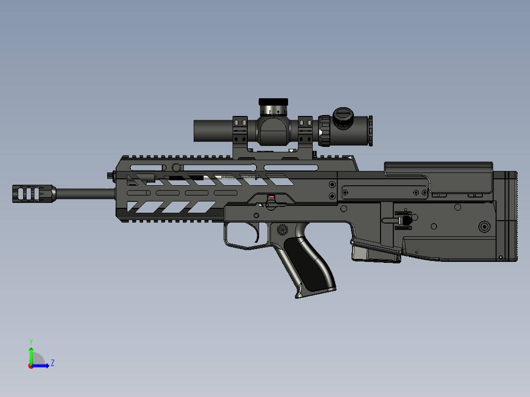 手枪左轮冲锋枪老式狙击步枪设计3D图纸perun-cs-1 1 STP左视图