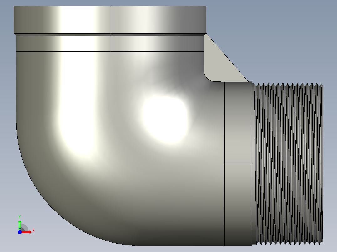 螺纹管弯头-等径内外丝 DN65前视图