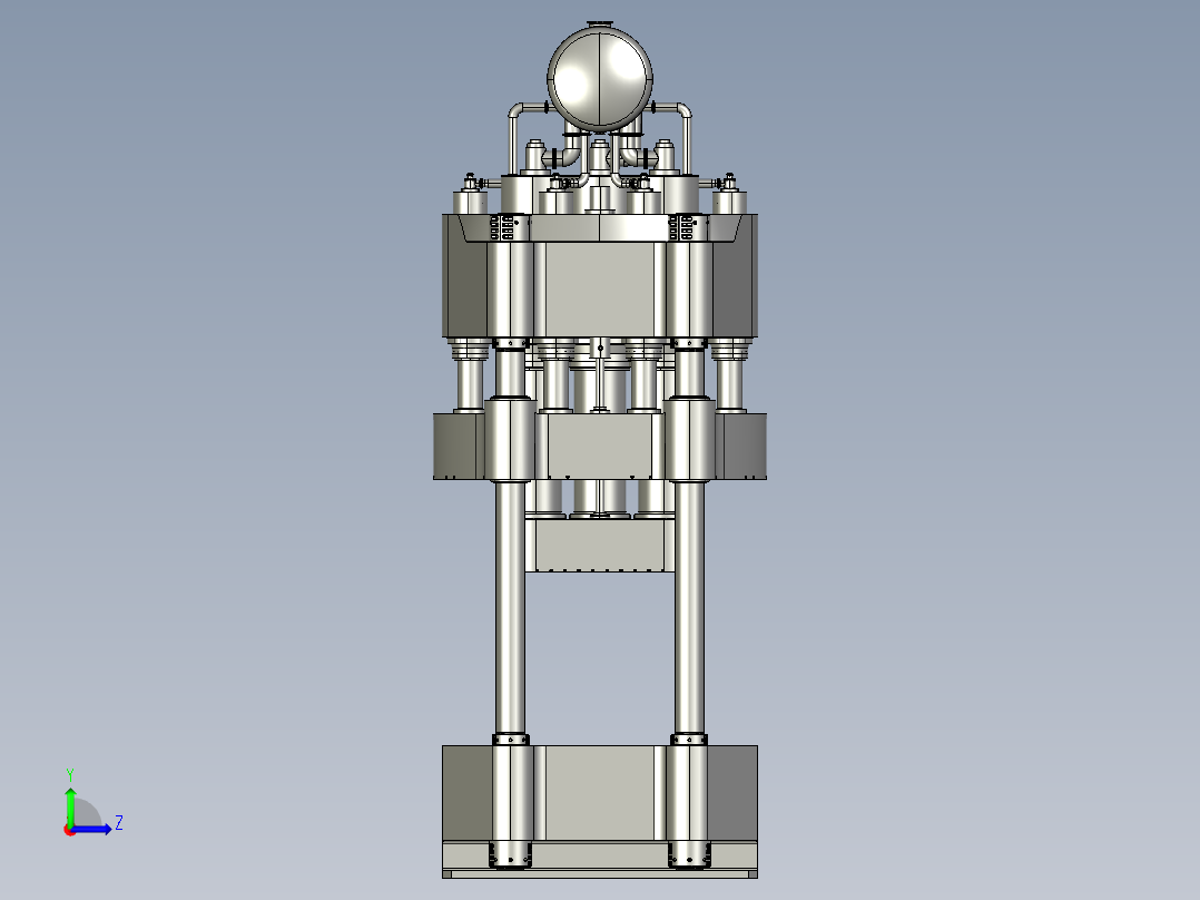 金属零配件加工用的四柱液压机左视图