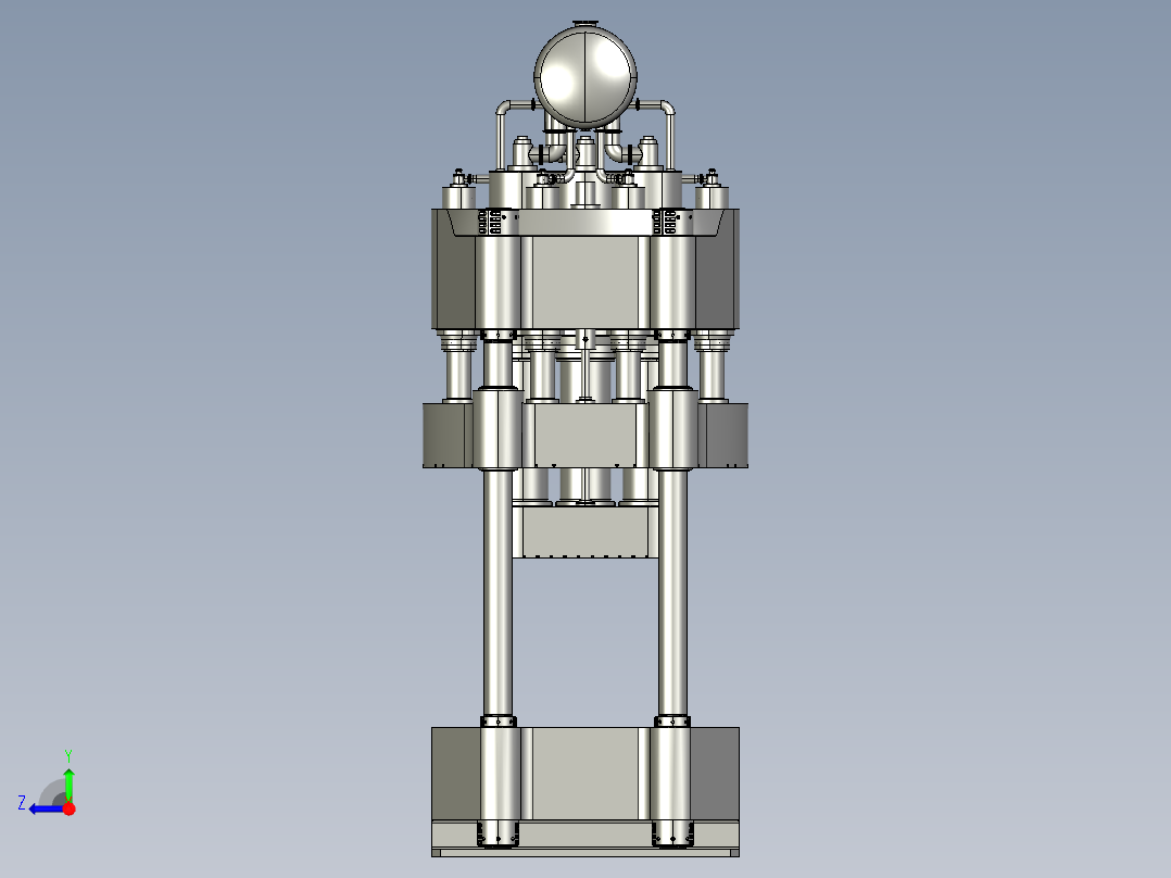 金属零配件加工用的四柱液压机右视图