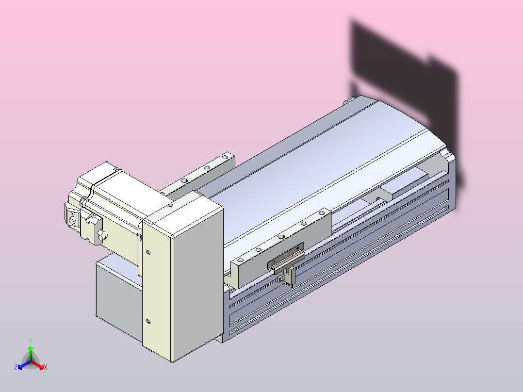 皮带直线轴半封闭可选导轨TPA-HNB-175D-140-L100-RU-Y-P75-N3正等轴测图