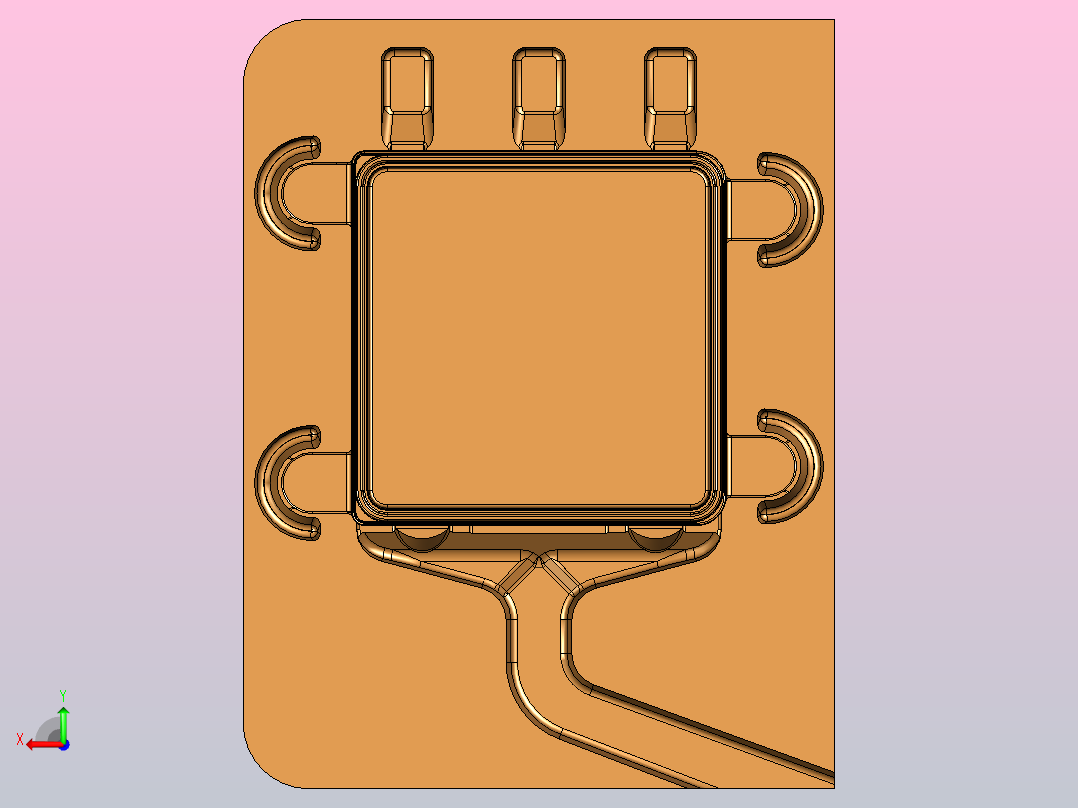 数控加工中心模具模型（有刀路轨迹）后视图