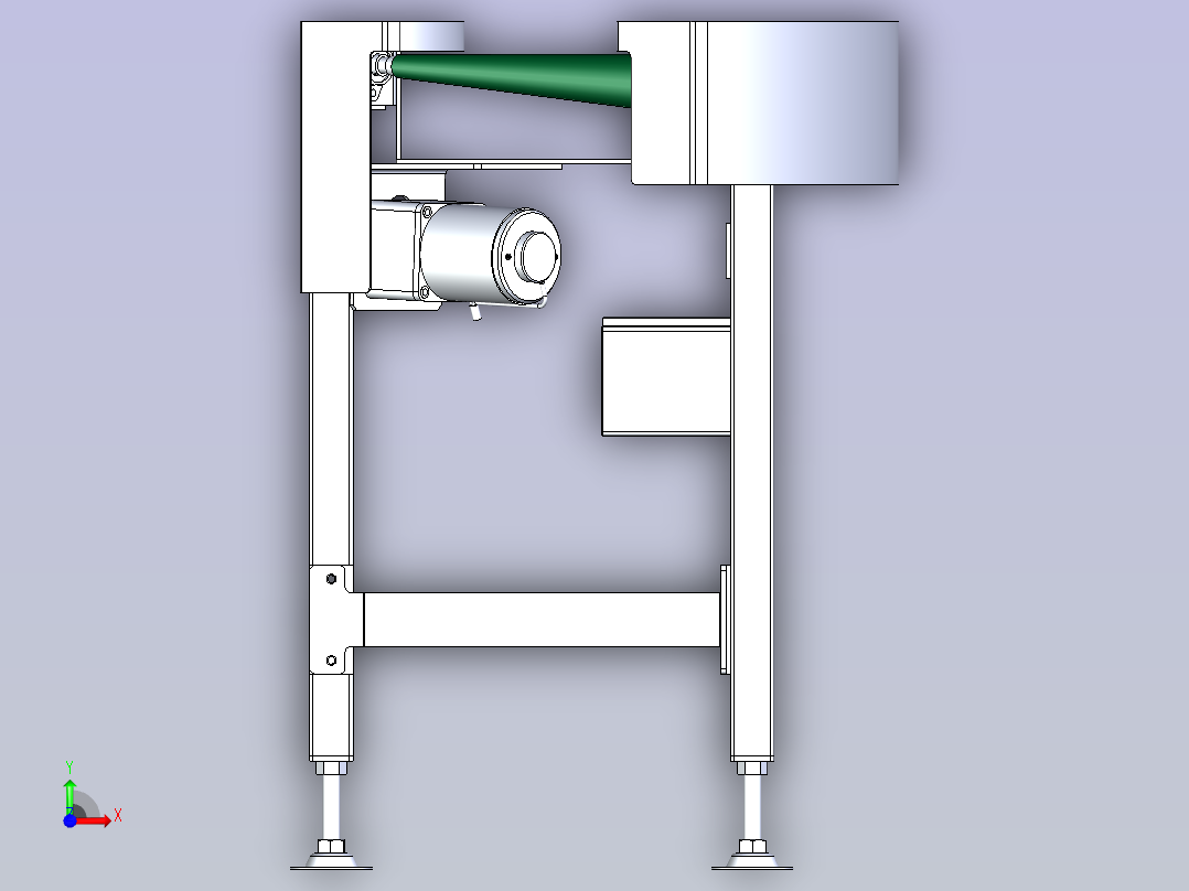 90°拐弯皮带输送机3D模型图纸前视图