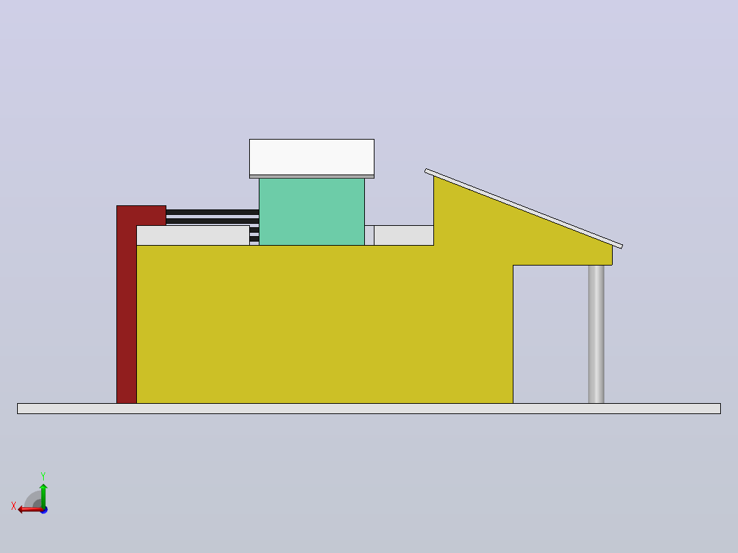 现代住宅 3D 模型后视图