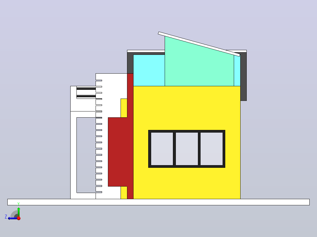 现代住宅 3D 模型右视图