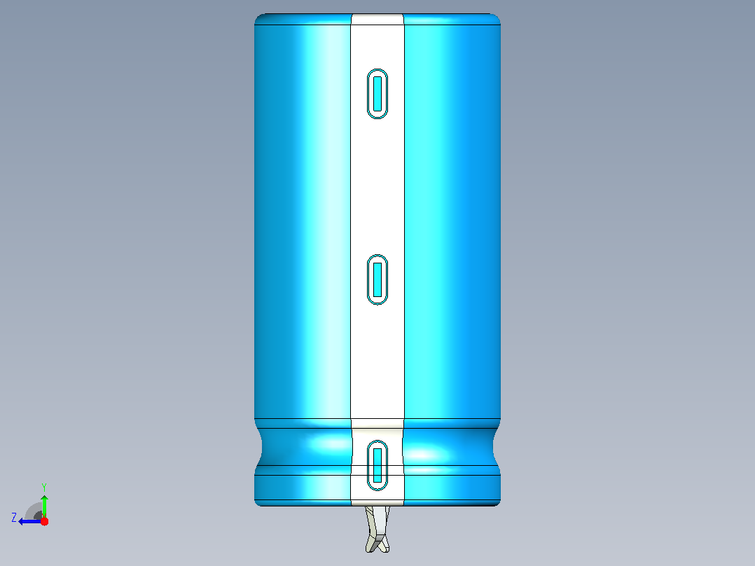 20 x 40蓝白底片电解电容器右视图