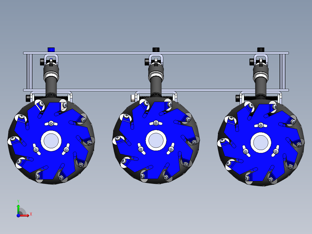 DIY Ardupilot全地形六轮麦克纳姆轮车3D模型图纸 Solidworks设计前视图