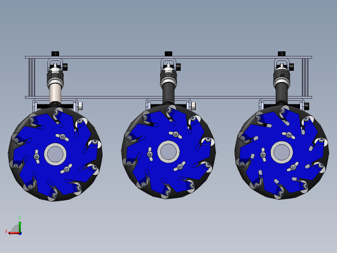 DIY Ardupilot全地形六轮麦克纳姆轮车3D模型图纸 Solidworks设计后视图