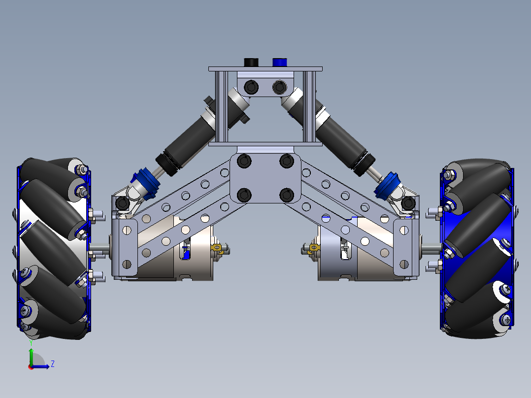 DIY Ardupilot全地形六轮麦克纳姆轮车3D模型图纸 Solidworks设计左视图