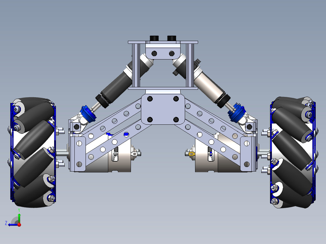DIY Ardupilot全地形六轮麦克纳姆轮车3D模型图纸 Solidworks设计右视图