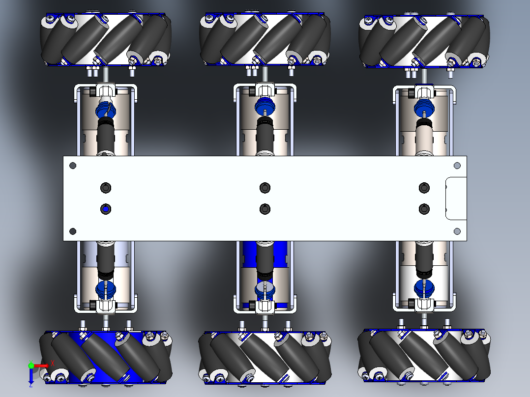 DIY Ardupilot全地形六轮麦克纳姆轮车3D模型图纸 Solidworks设计俯视图