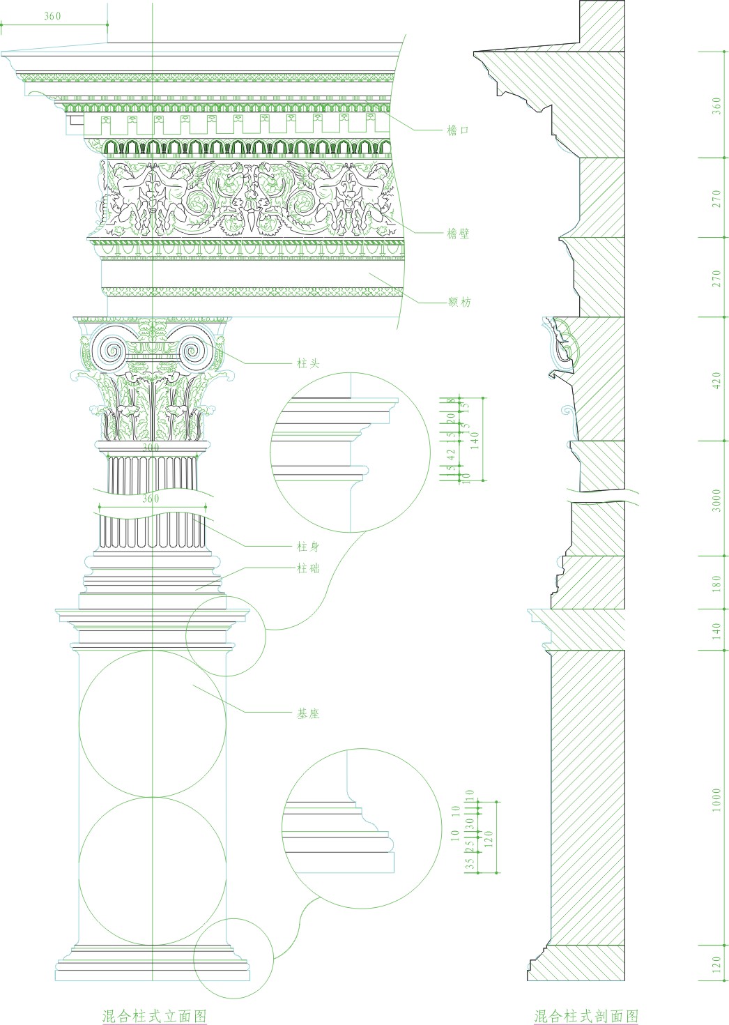 欧式古建筑构造CAD图纸图集