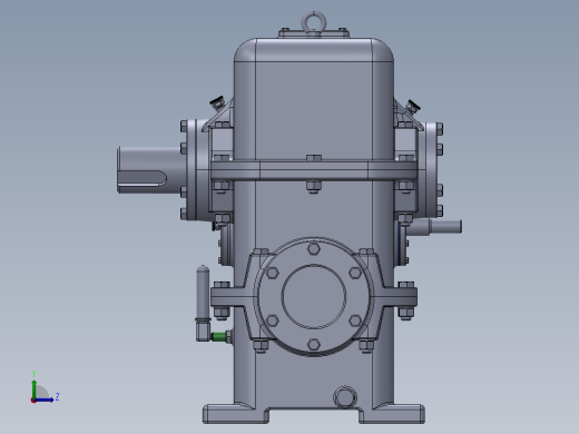 两级蜗轮蜗杆齿轮箱三维建模图纸 STEP格式 SOLIDWORKS设计左视缩略图