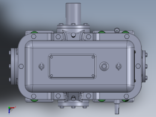 两级蜗轮蜗杆齿轮箱三维建模图纸 STEP格式 SOLIDWORKS设计俯视缩略图