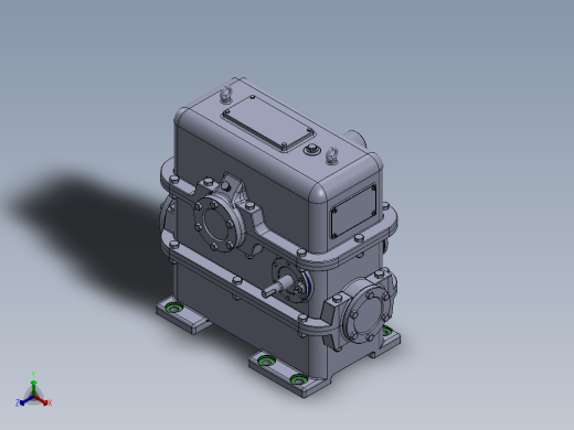两级蜗轮蜗杆齿轮箱三维建模图纸 STEP格式 SOLIDWORKS设计正等轴测缩略图