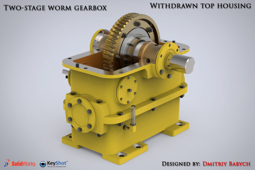 两级蜗轮蜗杆齿轮箱三维建模图纸 STEP格式 SOLIDWORKS设计缩略图