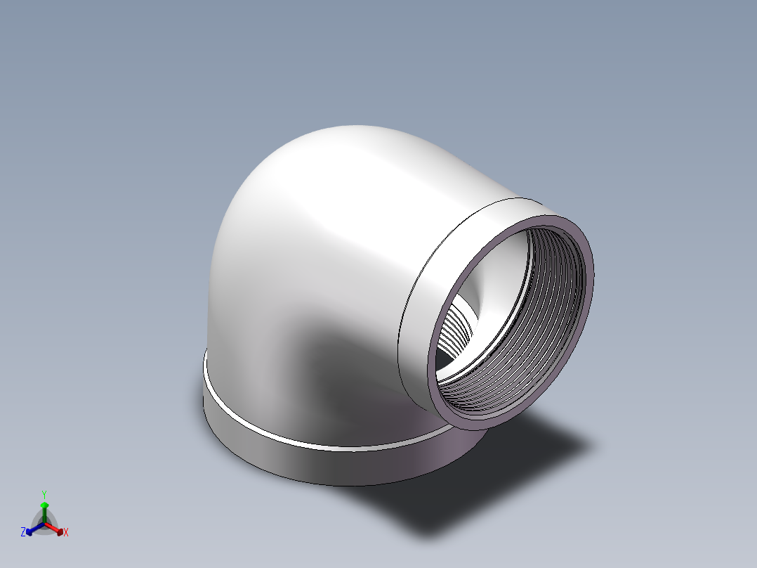 弯头-异径内丝 DN65-DN50正等轴测图