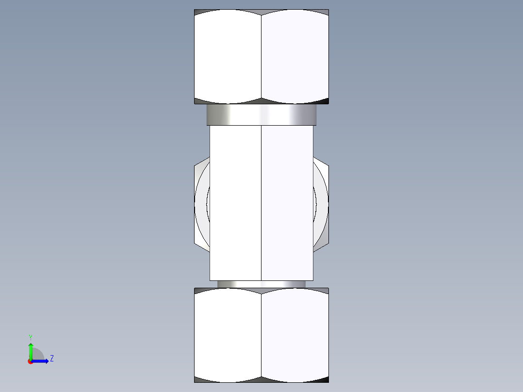 卡套式工业通用硬管接头EO_Swivel_nut_run_tee_EL12L71左视图