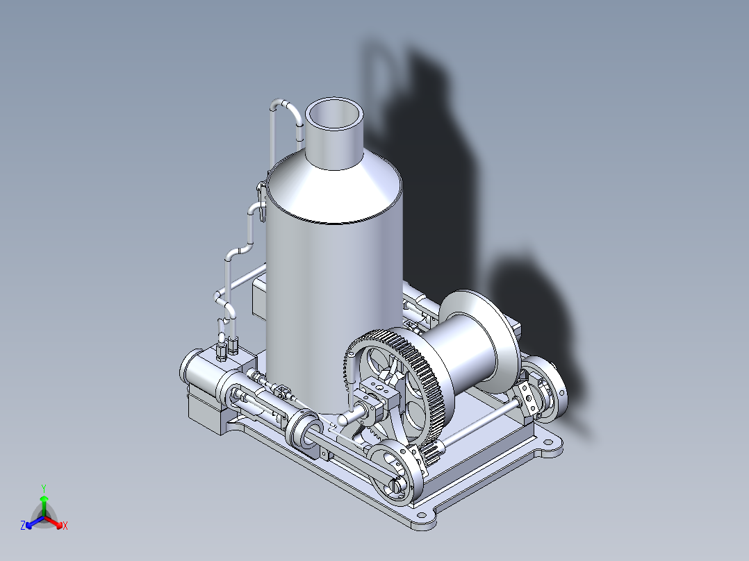 带离合器的 2x1 气缸蒸汽机操作绞车