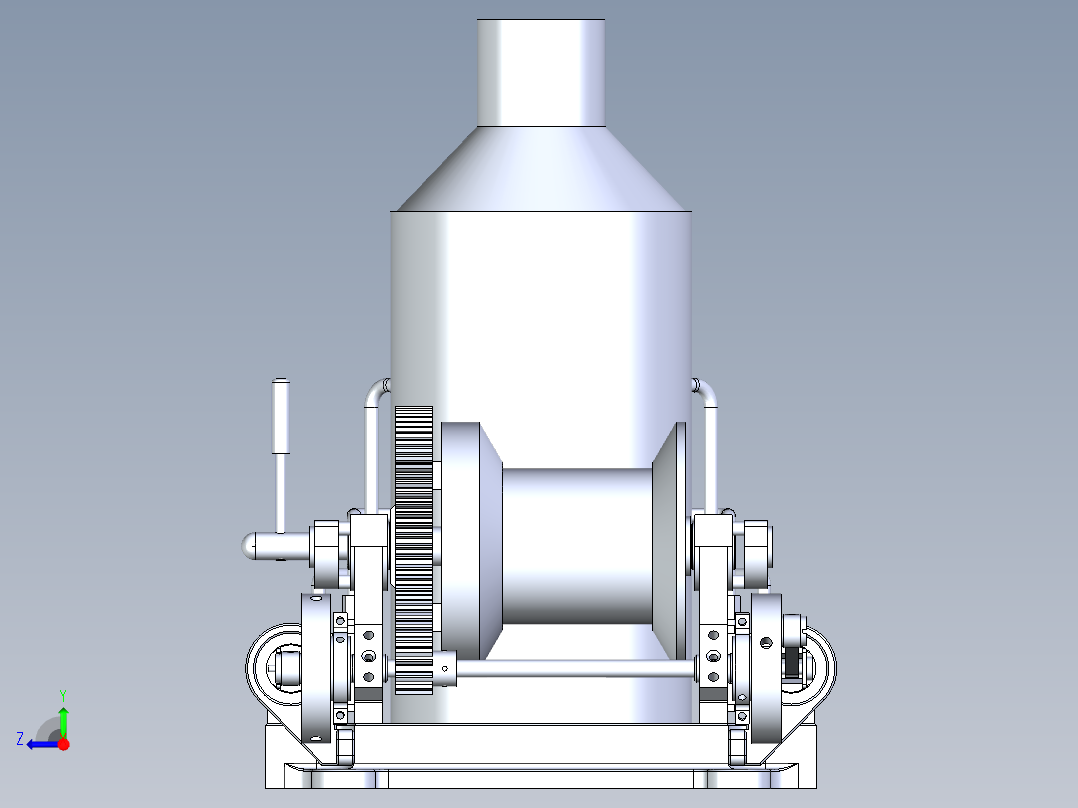 带离合器的 2x1 气缸蒸汽机操作绞车右视图