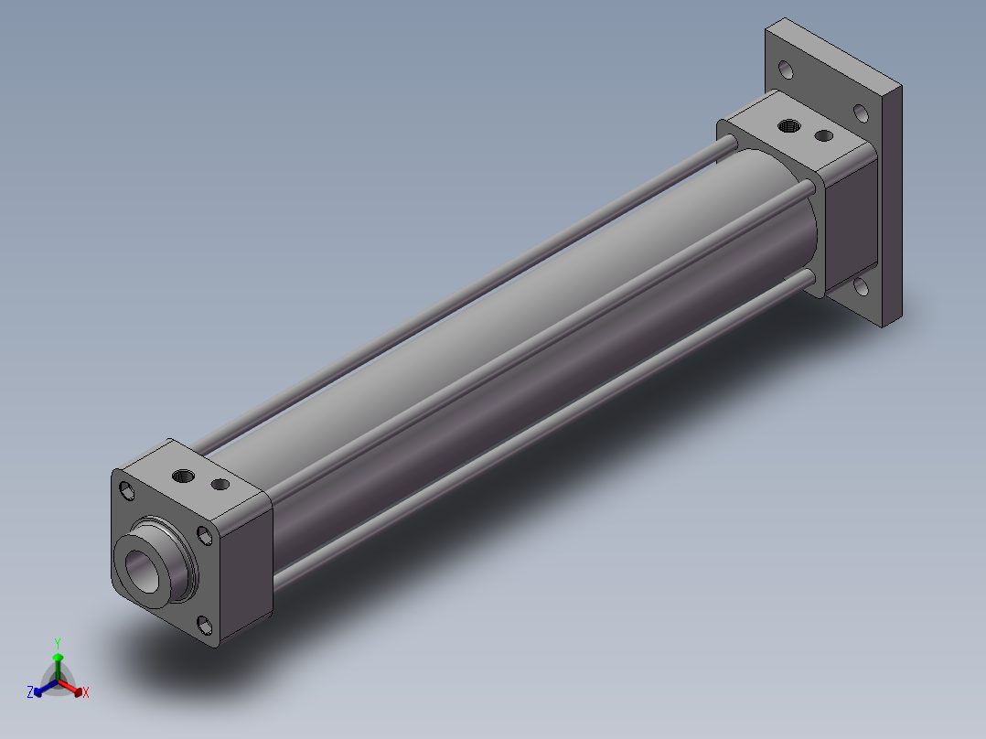 SMC手臂升降气缸50-300正等轴测图
