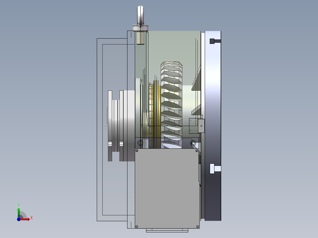 旋转台转台蜗轮蜗杆前视图