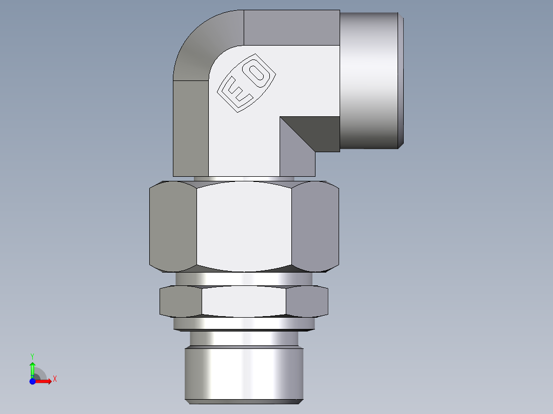 卡套式工业通用硬管接头EO_Assembled_adjustable_standpipe_elbow_EVW22LMOMD71前视图