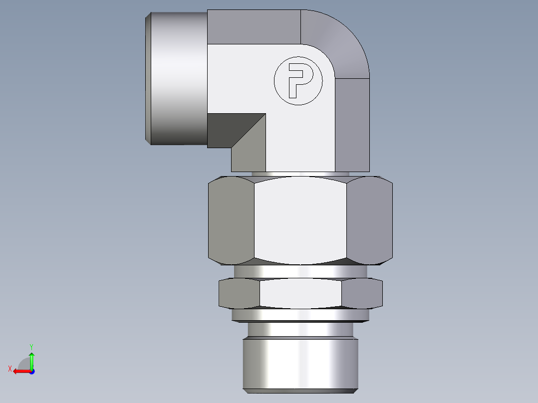 卡套式工业通用硬管接头EO_Assembled_adjustable_standpipe_elbow_EVW22LMOMD71后视图