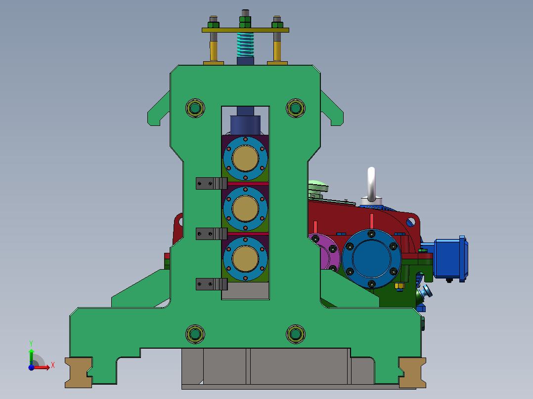 三辊轧制机SW三维图+CAD图纸==1447643==500前视图