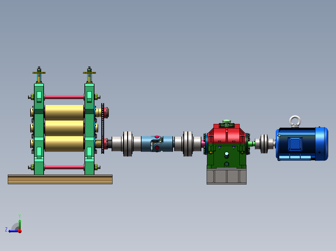 三辊轧制机SW三维图+CAD图纸==1447643==500右视图