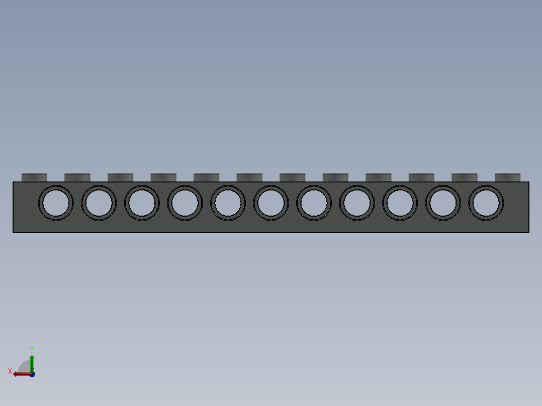 乐高机械组积木（横梁）-41950006 - 3895 Old Grey Technic Brick 1 x 12 with Holes后视图