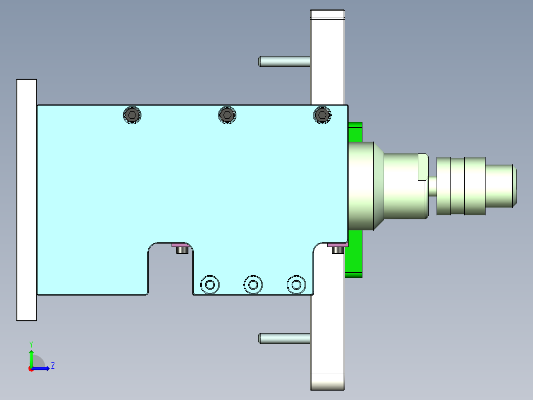 jixieshouzhiju笔记本CNC工装夹具三维模型左视图