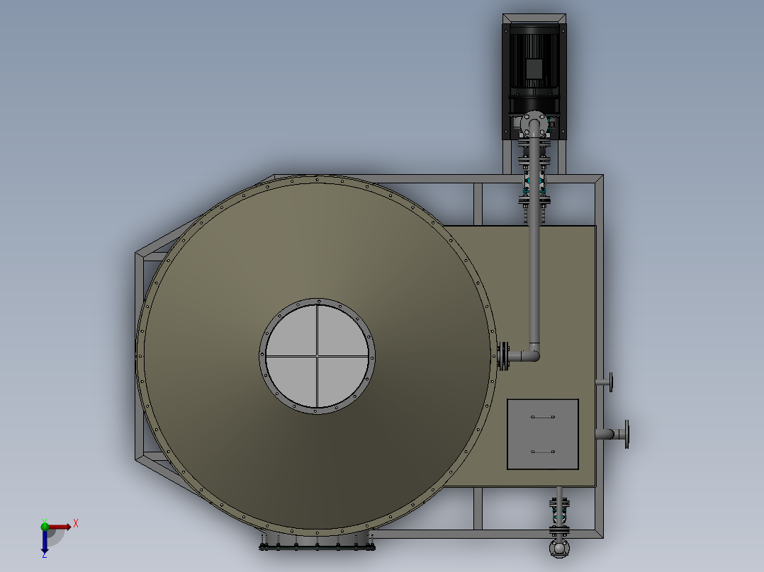 Φ2000×5700喷淋洗涤塔（sw18可编辑+工程图+BOM）俯视图
