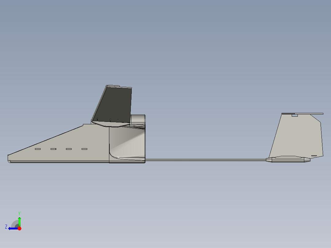 固定翼无人机简易结构3D图纸+STEP格式右视图