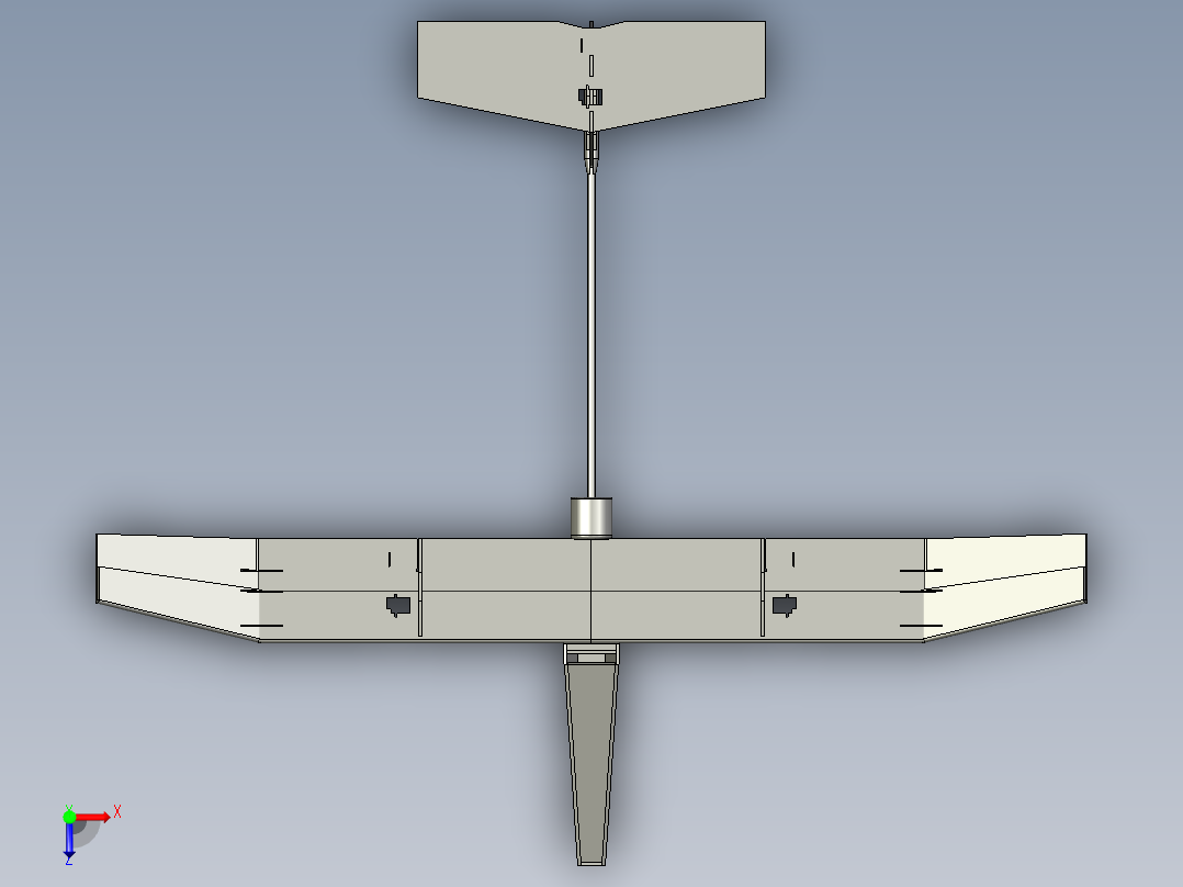 固定翼无人机简易结构3D图纸+STEP格式俯视图