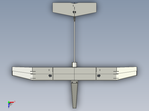 固定翼无人机简易结构3D图纸+STEP格式俯视缩略图