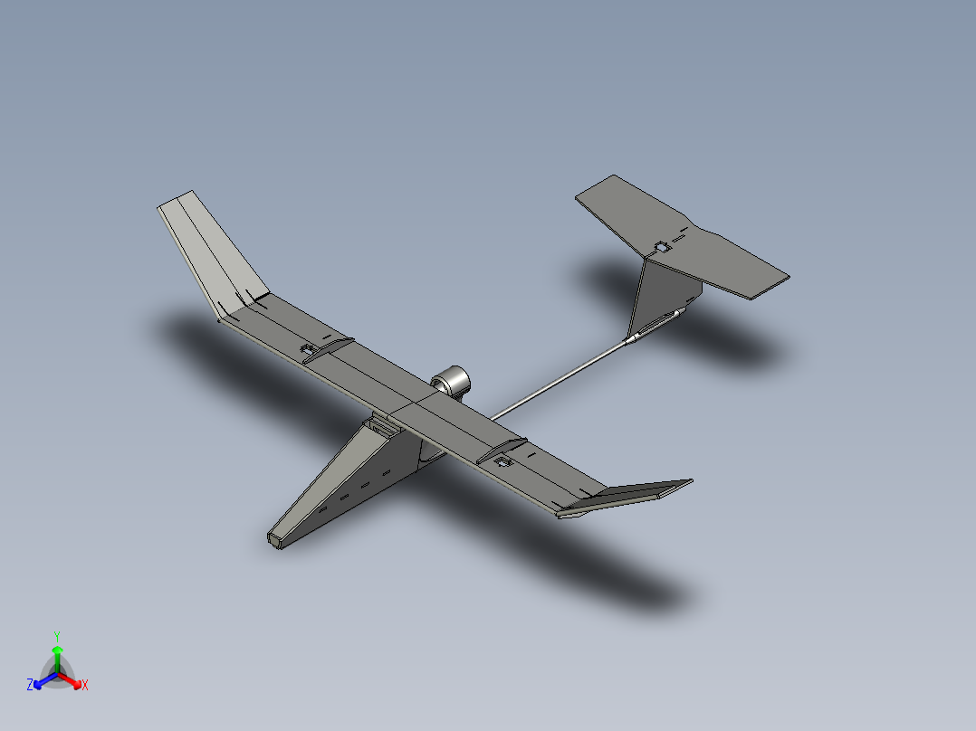 固定翼无人机简易结构3D图纸+STEP格式正等轴测图